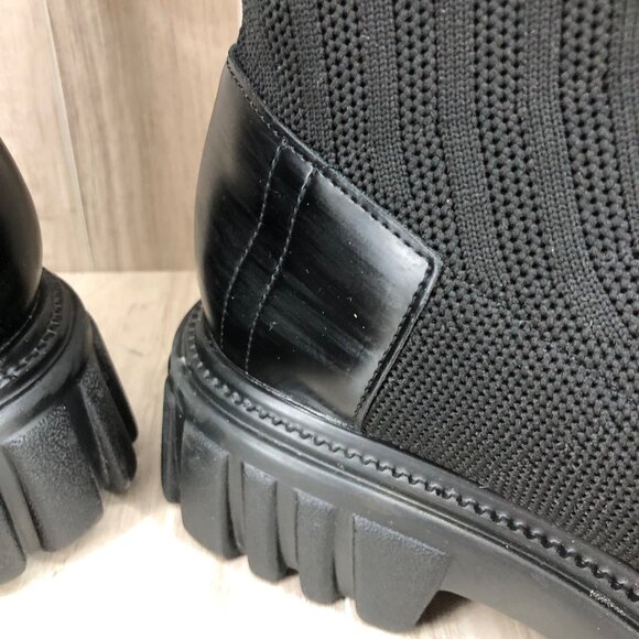 Cuccoo OTK Boots Women's EU 40 Black Sock Chunky Pull On Over The Knee Platform - Picture 8 of 12